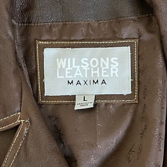 Vintage 90s Womens Wilsons Leather Brown Retro Mid Length Mid Mod Jacket Sz M - Picture 10 of 11